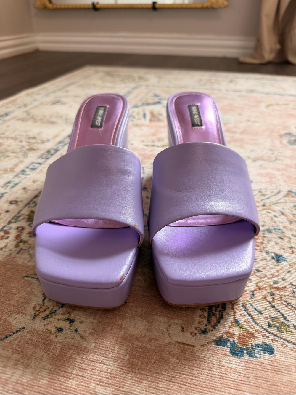 Nine West Lilac Platform Slide Mules